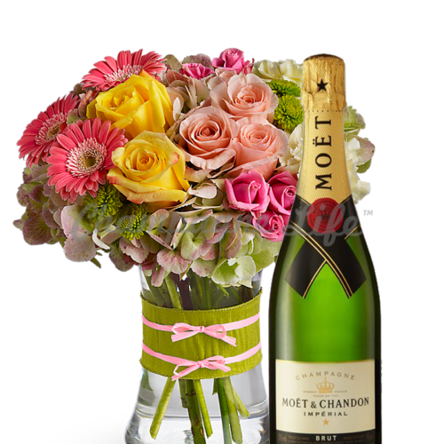 Champagne Life - Colorful Bouquet and Champagne