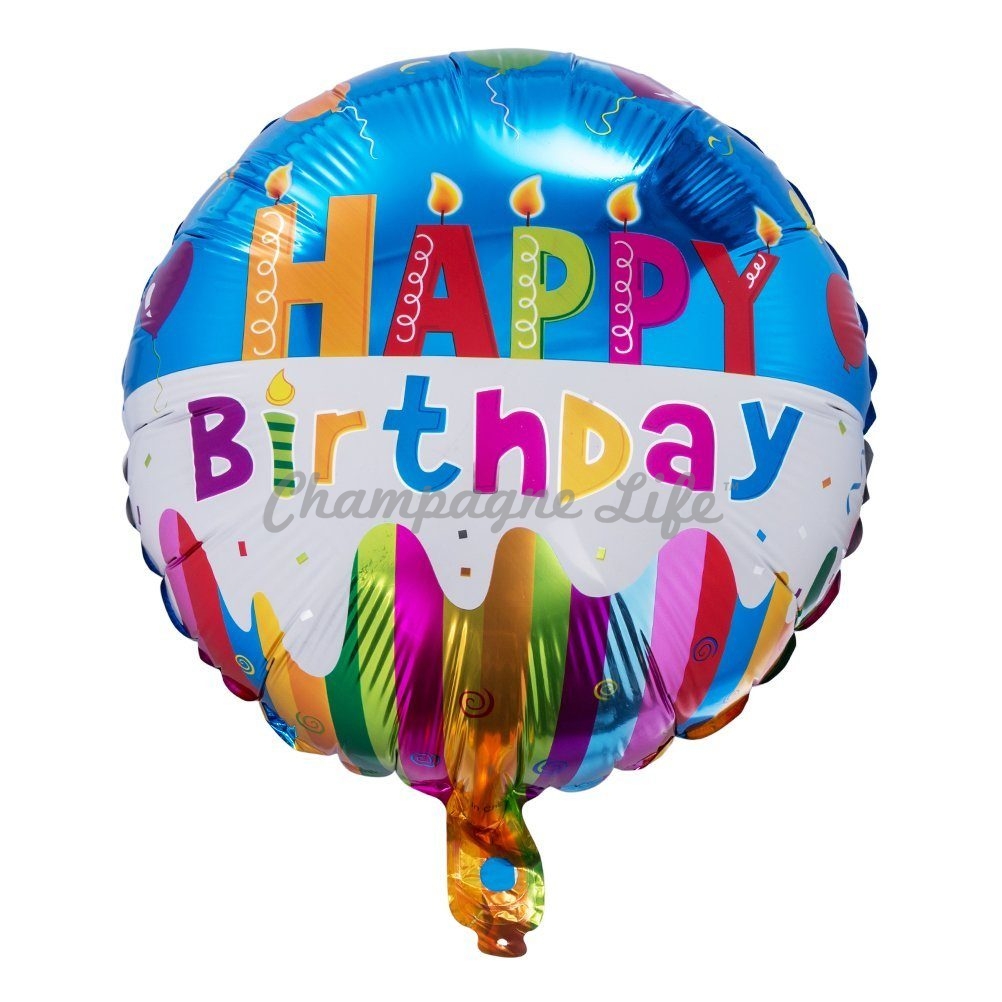 Happy Birthday Mylar Balloon - Champagne Life Gift Baskets