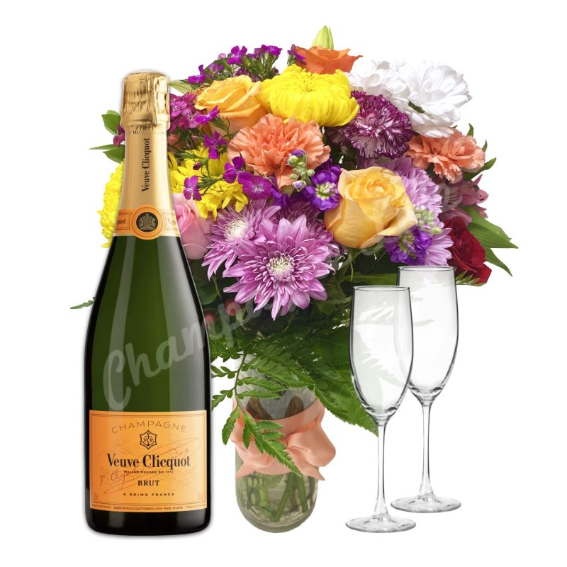 Champagne Life - Champagne & Colorful Bouquet