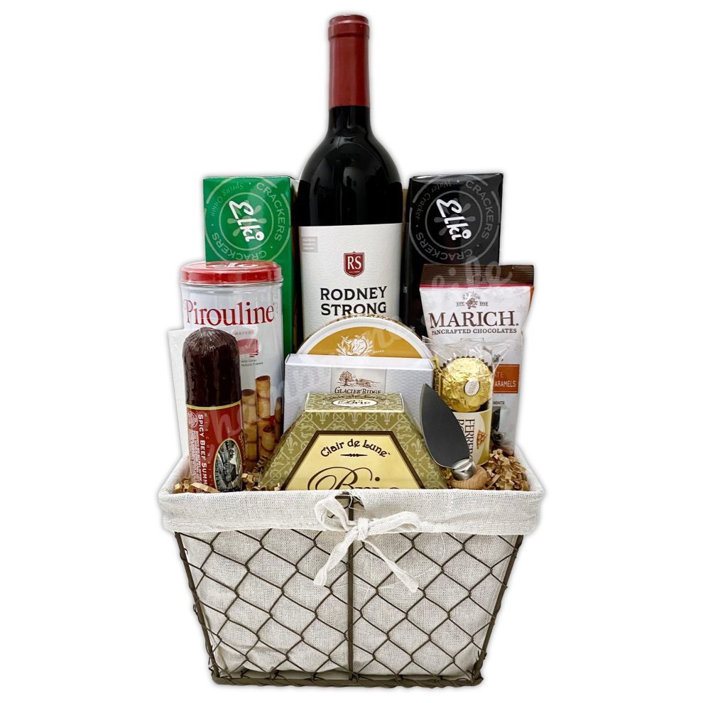 Deluxe Wine & Cheese Gift Basket Champagne Life Gifts