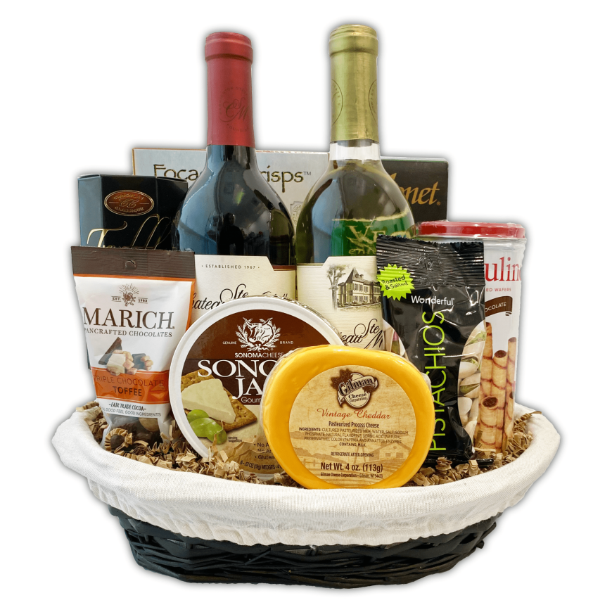 Red and White Wine Gift Basket