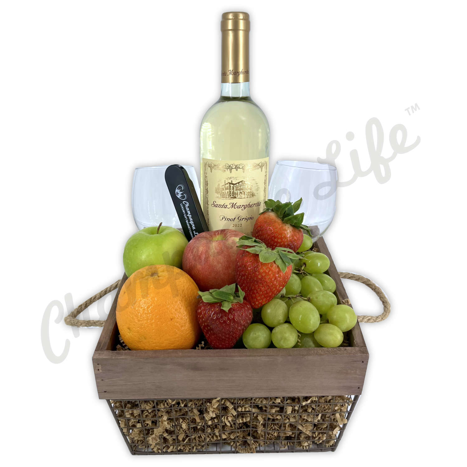 Fresh Fruit Wine Basket Champagne Life Gifts